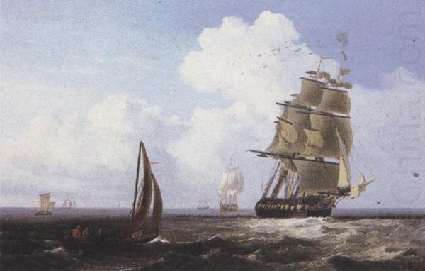 Attributed to john wilson carmichael Shipping off Scarborough (mk37) china oil painting image